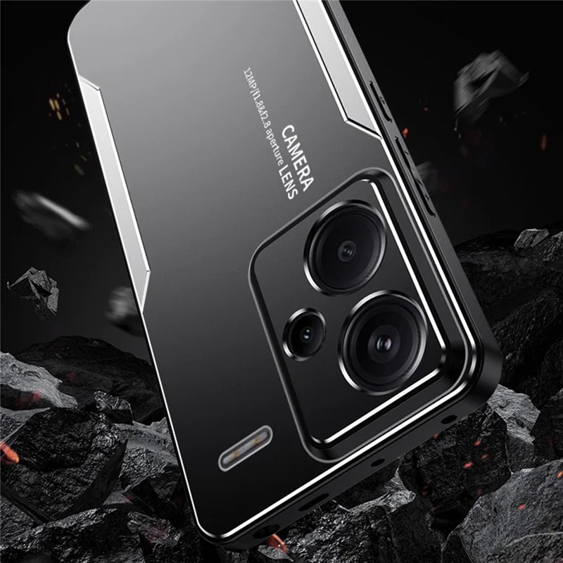 For Xiaomi Redmi Note 13 Pro+ 5G Case Aluminium Alloy+TPU+PC Airbag Protection Protective Shell with Lens Cover - Blue