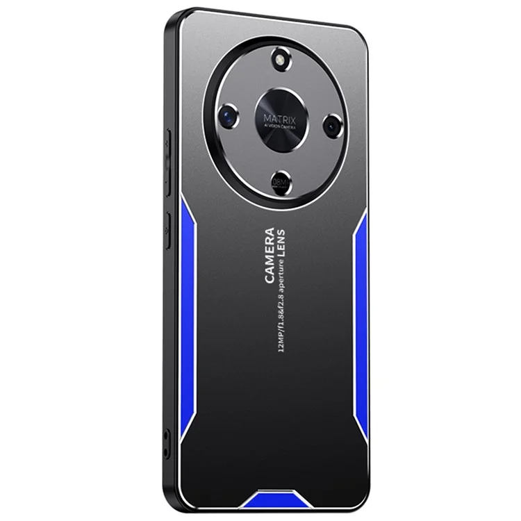 For Honor X9b 5G / Magic6 Lite 5G Cell Phone Case Matte Aluminium Alloy+TPU+PC Anti-fingerprint Back Shell - Blue