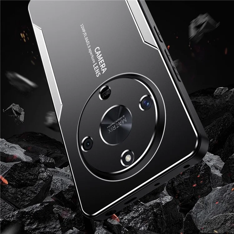 For Honor X9b 5G / Magic6 Lite 5G Cell Phone Case Matte Aluminium Alloy+TPU+PC Anti-fingerprint Back Shell - Blue