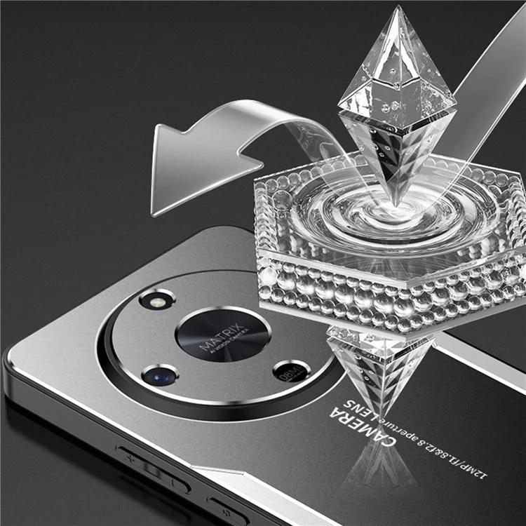 For Honor X9b 5G / Magic6 Lite 5G Cell Phone Case Matte Aluminium Alloy+TPU+PC Anti-fingerprint Back Shell - Blue