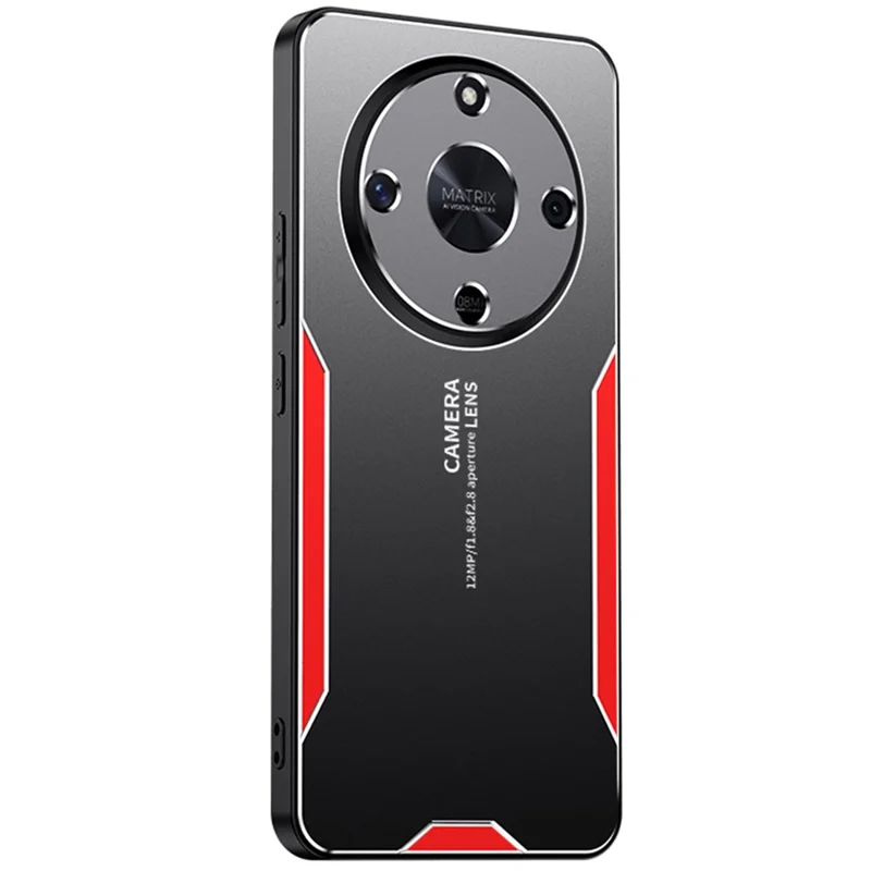 For Honor X9b 5G / Magic6 Lite 5G Cell Phone Case Matte Aluminium Alloy+TPU+PC Anti-fingerprint Back Shell - Red