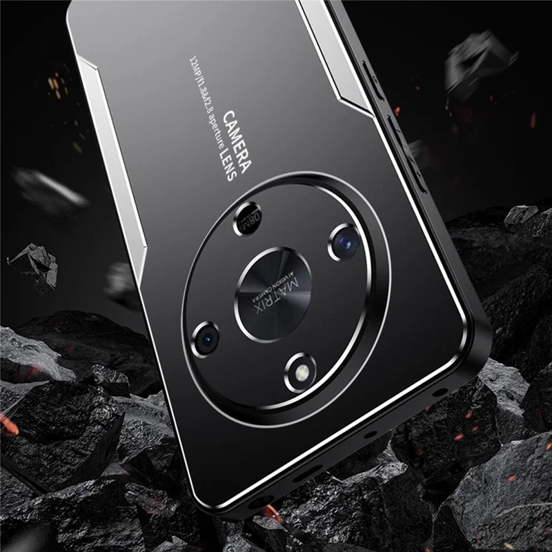 For Honor X9b 5G / Magic6 Lite 5G Cell Phone Case Matte Aluminium Alloy+TPU+PC Anti-fingerprint Back Shell - Red