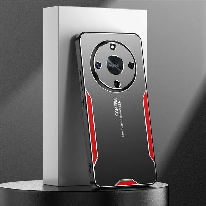 For Honor X9b 5G / Magic6 Lite 5G Cell Phone Case Matte Aluminium Alloy+TPU+PC Anti-fingerprint Back Shell - Red