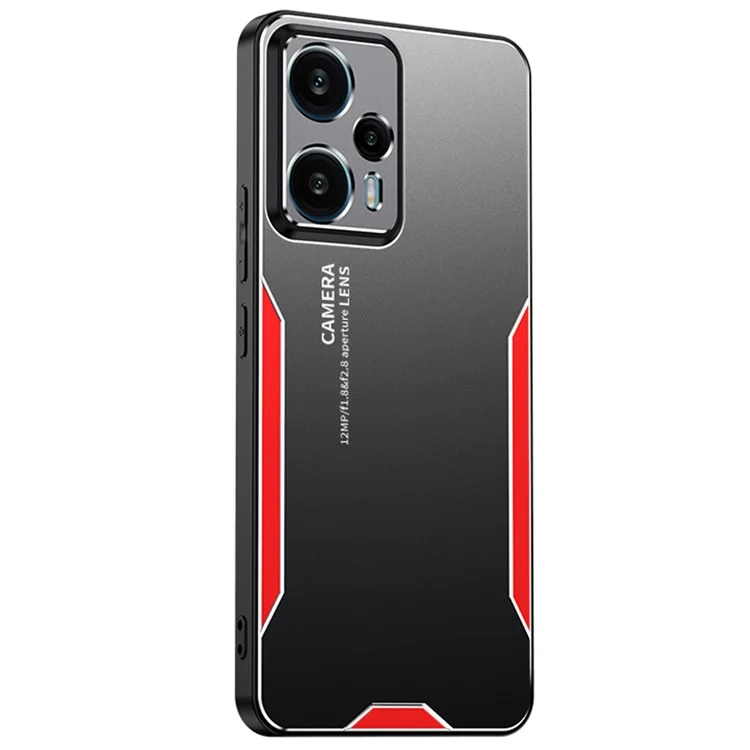 For Xiaomi Redmi Note 12T Pro 5G Phone Case Metal+TPU+PC Anti-drop Cover - Red