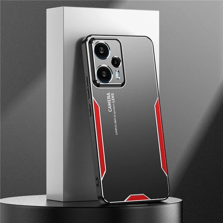 For Xiaomi Redmi Note 12T Pro 5G Phone Case Metal+TPU+PC Anti-drop Cover - Red