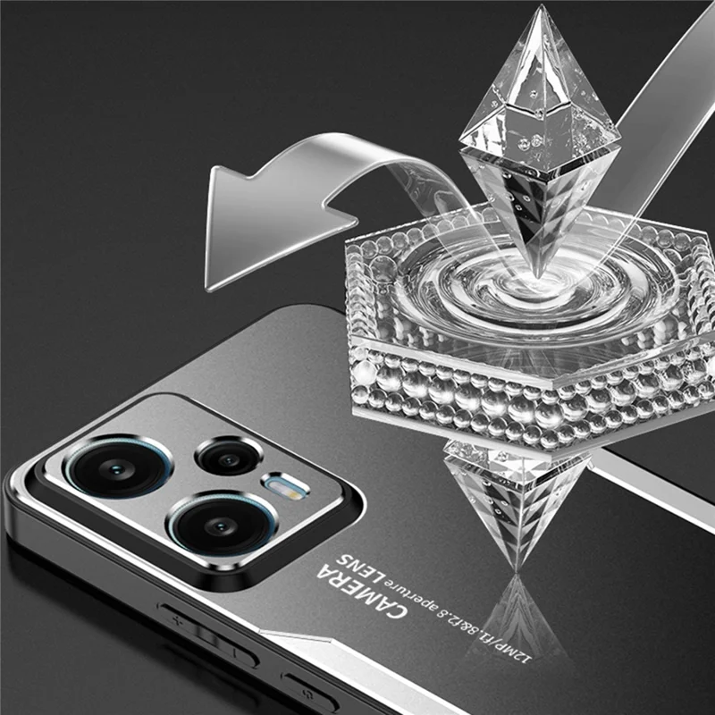 For Xiaomi Redmi Note 12T Pro 5G Phone Case Metal+TPU+PC Anti-drop Cover - Silver