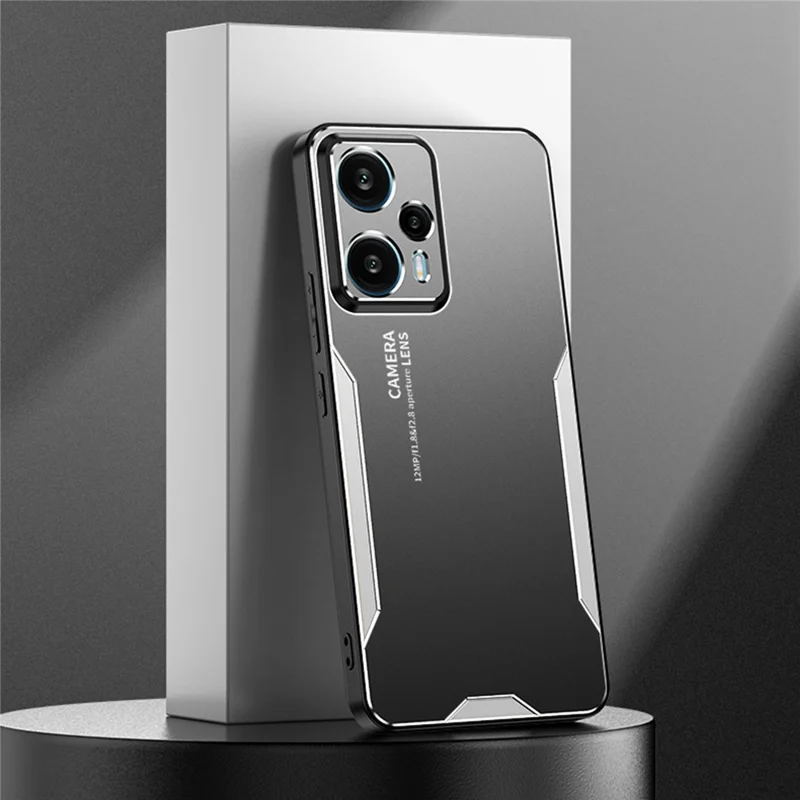 For Xiaomi Redmi Note 12T Pro 5G Phone Case Metal+TPU+PC Anti-drop Cover - Silver