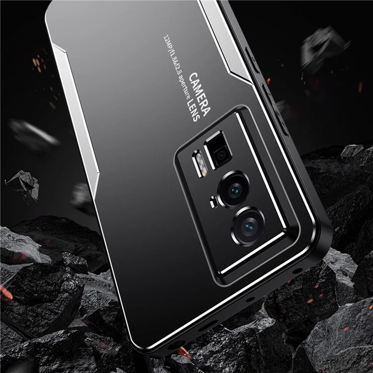 Para Xiaomi Redmi K60 5G Capa de Telefone Caso Metal+TPU+PC Capa Proteção da Lente da Câmera - Prata