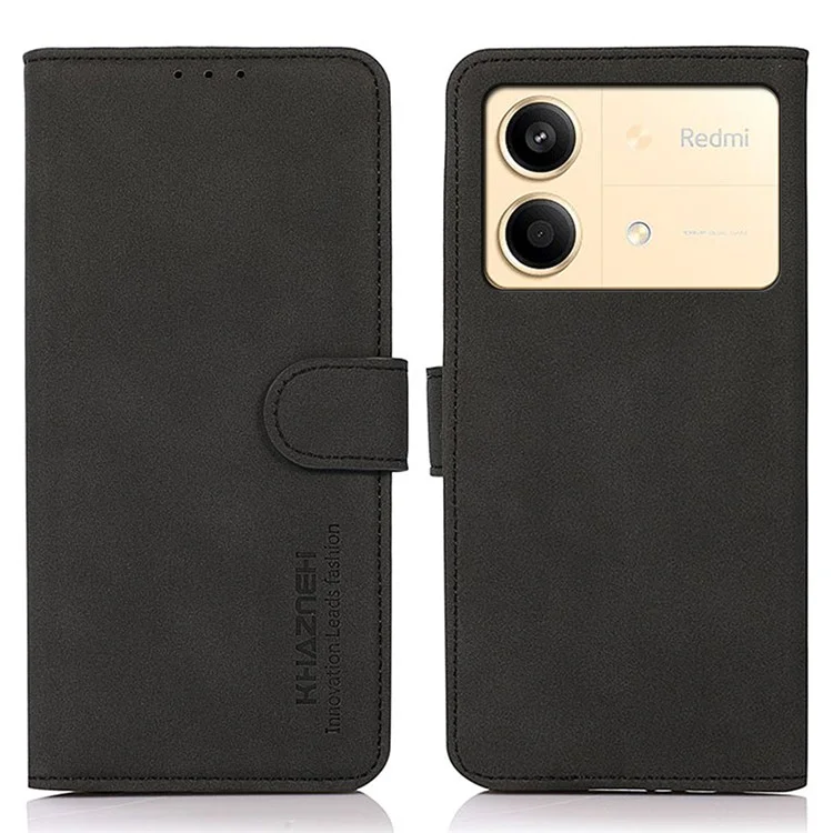 KHAZNEH für Xiaomi Redmi Note 13R Pro 5G Case TPU+PU-Leder-Brieftasche Stand Phone Cover - Schwarz