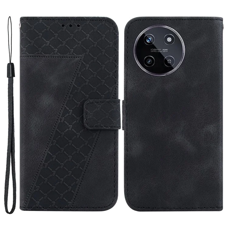 Per Realme 11 4G (159,9x73,3x7,95mm) Custodia in Pelle con Portafoglio, Copertura a Forma di 7 - Nero