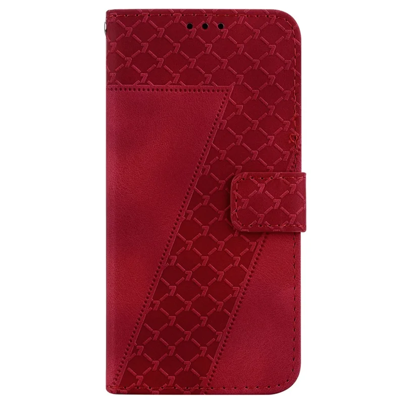 For Realme 11 4G (159.9x73.3x7.95mm) Leather Case Wallet Cover 7-Shape Pattern - Red