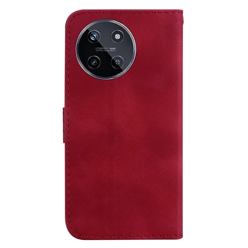 For Realme 11 4G (159.9x73.3x7.95mm) Leather Case Wallet Cover 7-Shape Pattern - Red