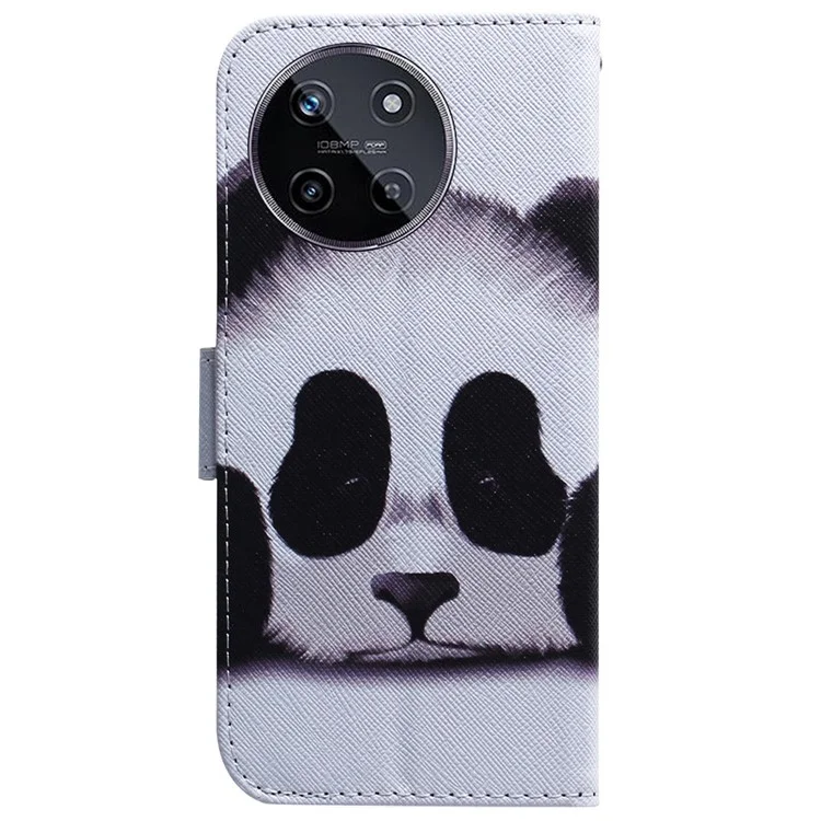 For Realme 11 4G (159.9x73.3x7.95mm) Leather Wallet Phone Case Pattern Printing - Panda