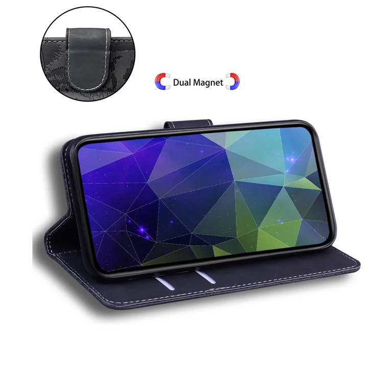 Para Realme 11 4G (159.9x73.3x7.95mm) Funda de Cartera de Cuero con Estampado de Tigre - Negro