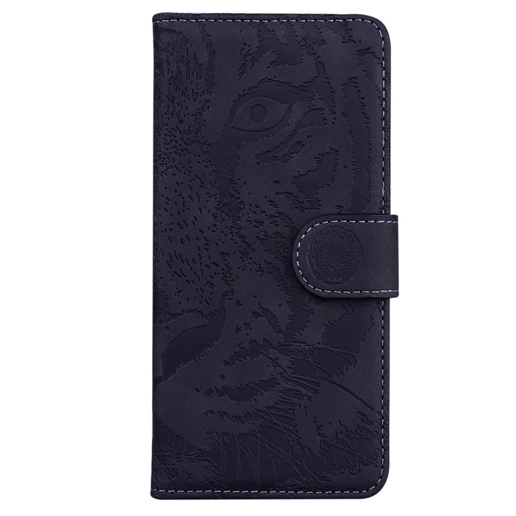 For Realme 11 4G (159.9x73.3x7.95mm) Leather Wallet Case Tiger Pattern Phone Cover - Black