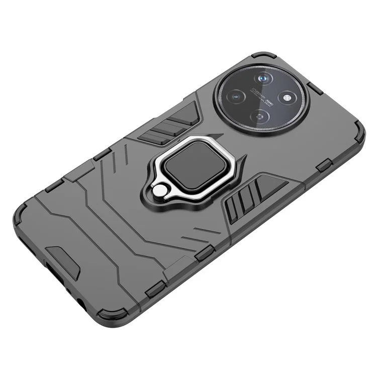 For Realme 11 4G (159.9x73.3x7.95mm) Phone Case PC+TPU Cover with Ring Kickstand - Black