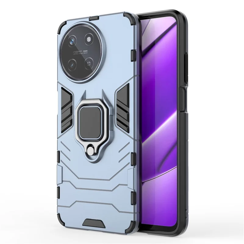 For Realme 11 4G (159.9x73.3x7.95mm) Phone Case PC+TPU Cover with Ring Kickstand - Blue