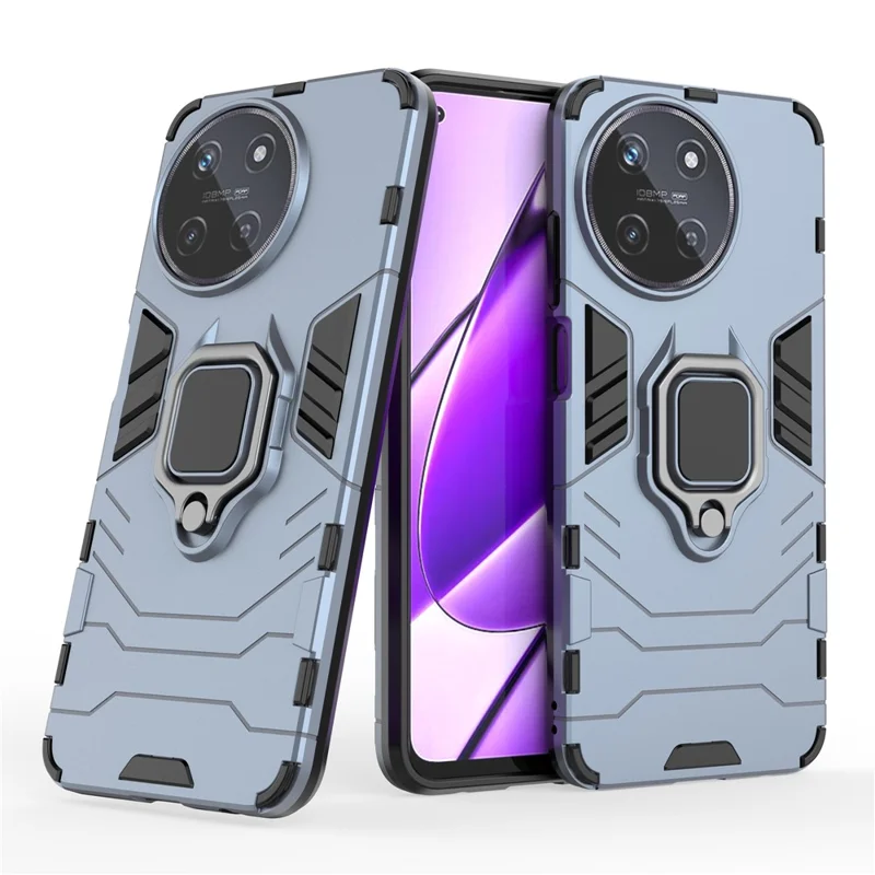 For Realme 11 4G (159.9x73.3x7.95mm) Phone Case PC+TPU Cover with Ring Kickstand - Blue