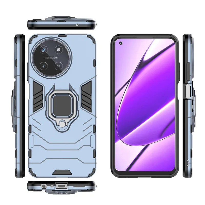 For Realme 11 4G (159.9x73.3x7.95mm) Phone Case PC+TPU Cover with Ring Kickstand - Blue