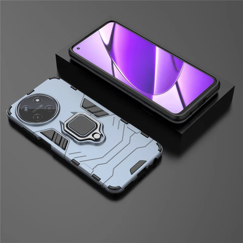 For Realme 11 4G (159.9x73.3x7.95mm) Phone Case PC+TPU Cover with Ring Kickstand - Blue