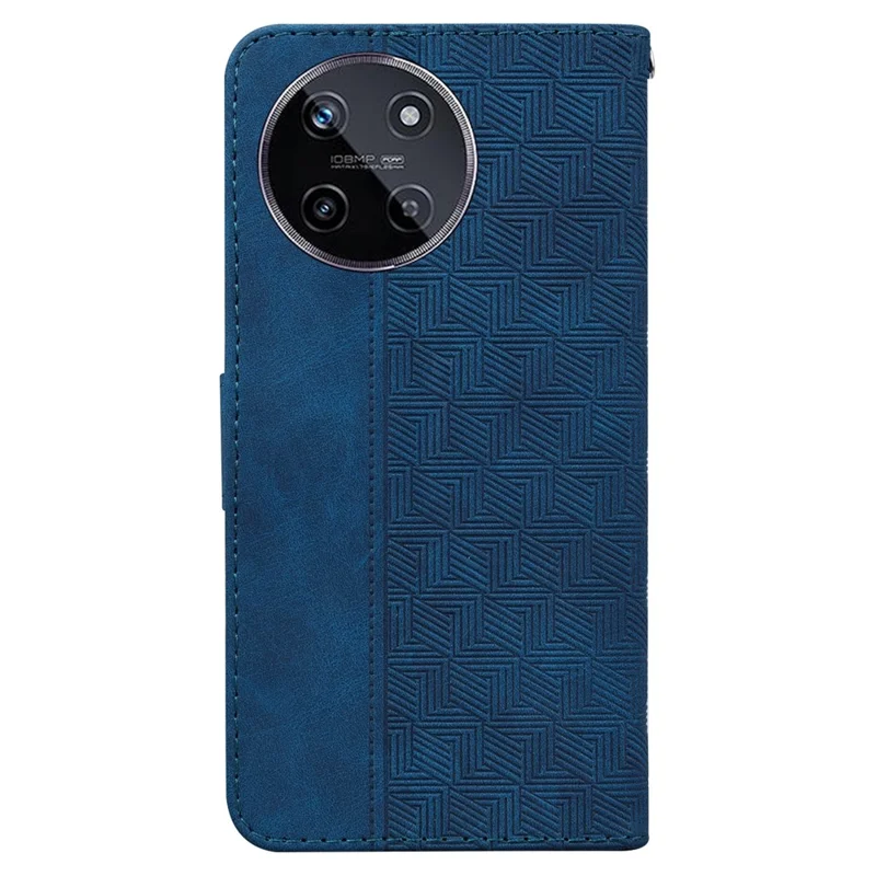 Til Realme 11 4G (159,9x73,3x7,95 mm) Læderetui med Geometrisk Mønster Telefonwallet - Blå