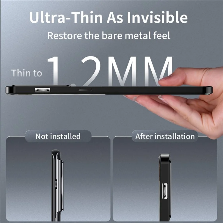 Per OnePlus 12 5G Custodia Opaca Compatibile con MagSafe Cornice Metallica Protective Phone Cover - Nero
