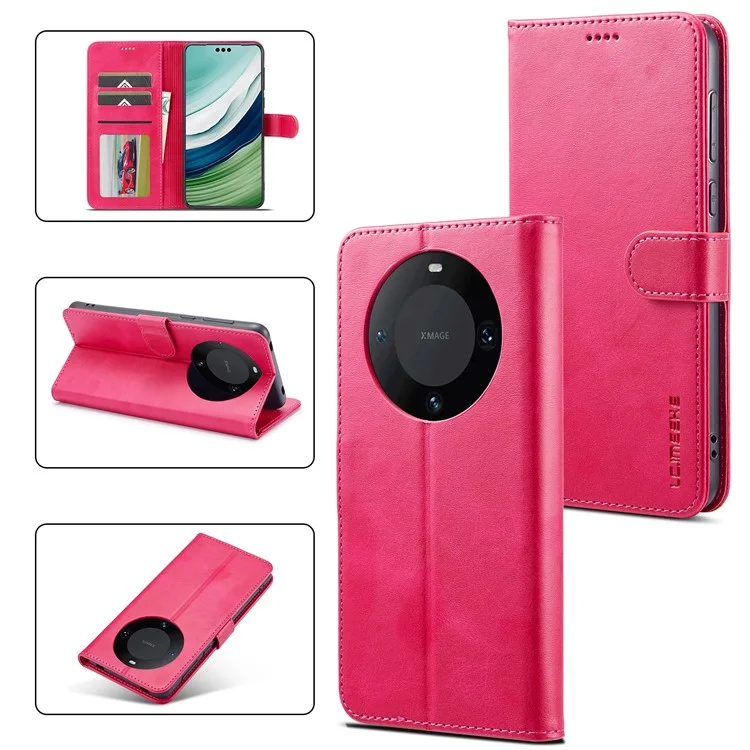 LC.IMEEKE для Huawei Mate 60 PU Leather Stand Wallet Phone Cover Magnetic Phone Case - Rose