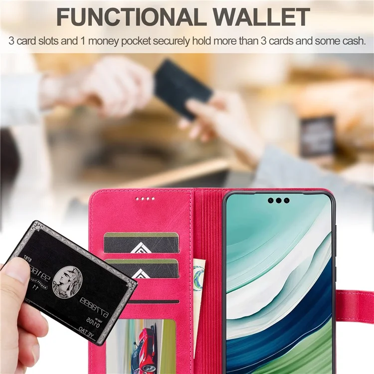 LC.IMEEKE для Huawei Mate 60 PU Leather Stand Wallet Phone Cover Magnetic Phone Case - Rose