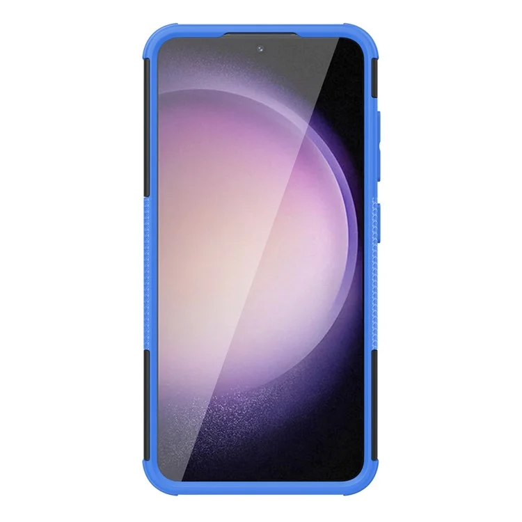 Pour Samsung Galaxy S24 Tyre Pattern Phone Case Kickstand PC+TPU Shockproof Phone Cover - Bleu
