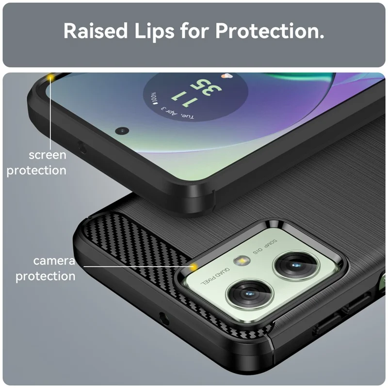 Для Motorola Moto G54 5G TPU чехол Anti-Scratch Brushed Line Phone Cover - Черный