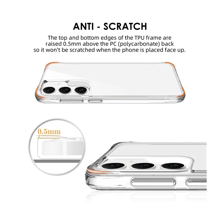 Per Samsung Galaxy S24 Custodia Trasparente Antiurto Dura PC + Morbida TPU Cover per Telefono