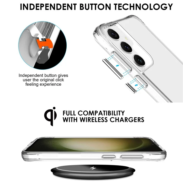 Per Samsung Galaxy S24 Custodia Trasparente Antiurto Dura PC + Morbida TPU Cover per Telefono