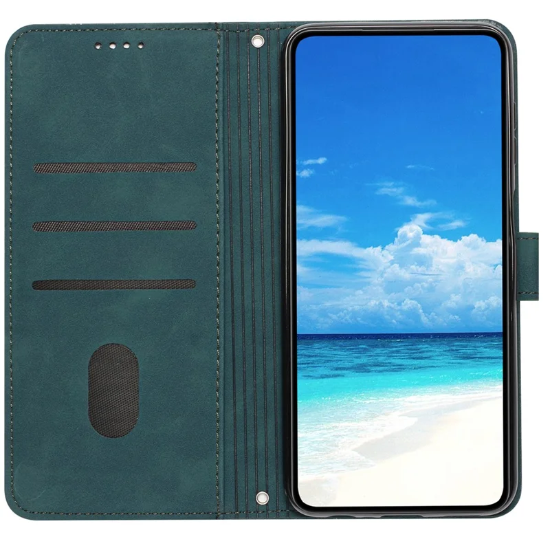 For Samsung Galaxy A55 5G Magnetic Phone Case Skin-touch PU Leather Wallet Cover - Green
