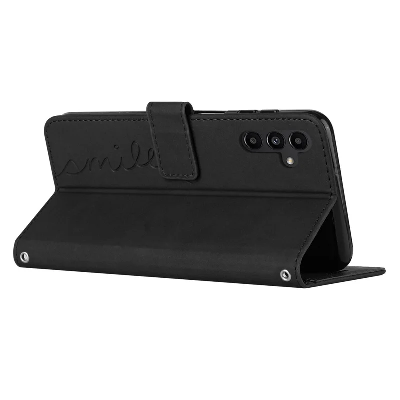 For Samsung Galaxy A35 5G Skin-touch PU Leather+TPU Wallet Cover Magnetic Cell Phone Case - Black