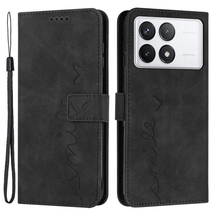 For Xiaomi Redmi K70E 5G / Poco X6 Pro 5G Wallet Cover Magnetic Skin-touch PU Leather+TPU Phone Case - Black