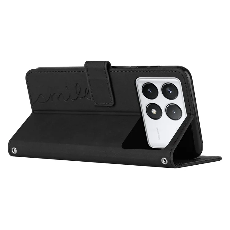 For Xiaomi Redmi K70E 5G / Poco X6 Pro 5G Wallet Cover Magnetic Skin-touch PU Leather+TPU Phone Case - Black