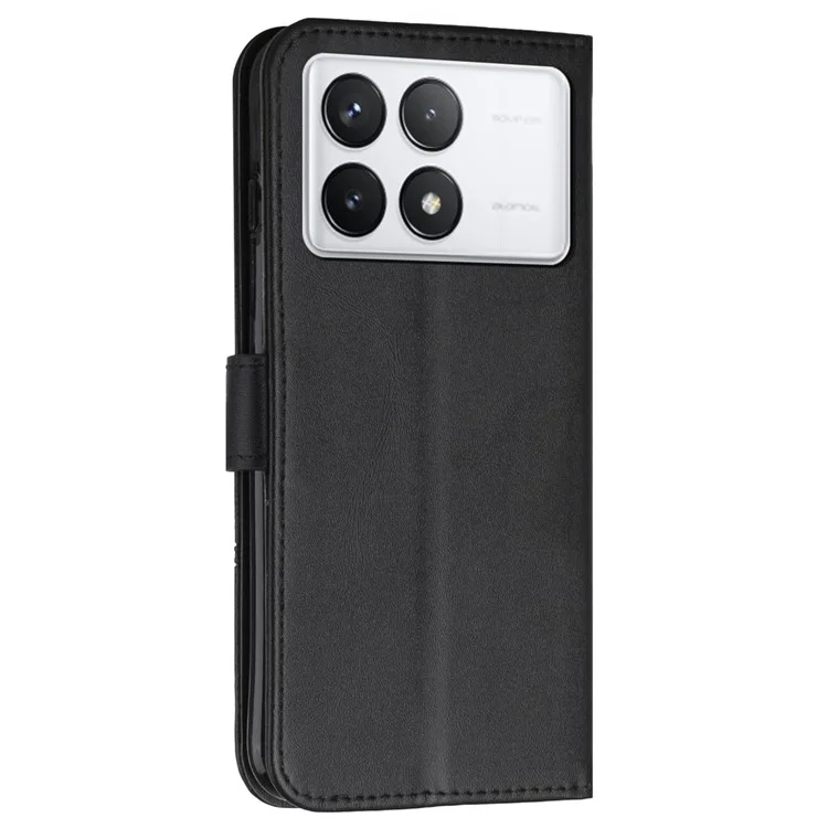 Für Xiaomi Redmi K70E 5G / Poco X6 Pro 5G Brieftasche Hülle Lederphone-Cover Faltständer - Schwarz