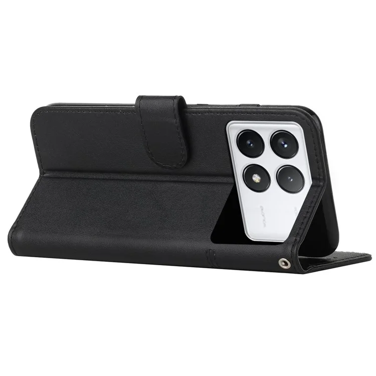 Für Xiaomi Redmi K70E 5G / Poco X6 Pro 5G Brieftasche Hülle Lederphone-Cover Faltständer - Schwarz