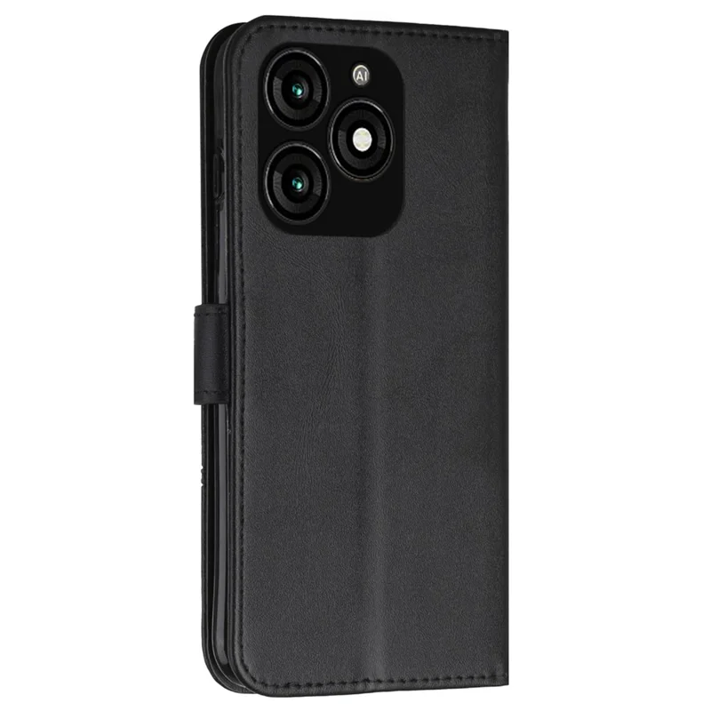 Leather Wallet Case for itel A70 Phone Stand Cover Calf Texture - Black