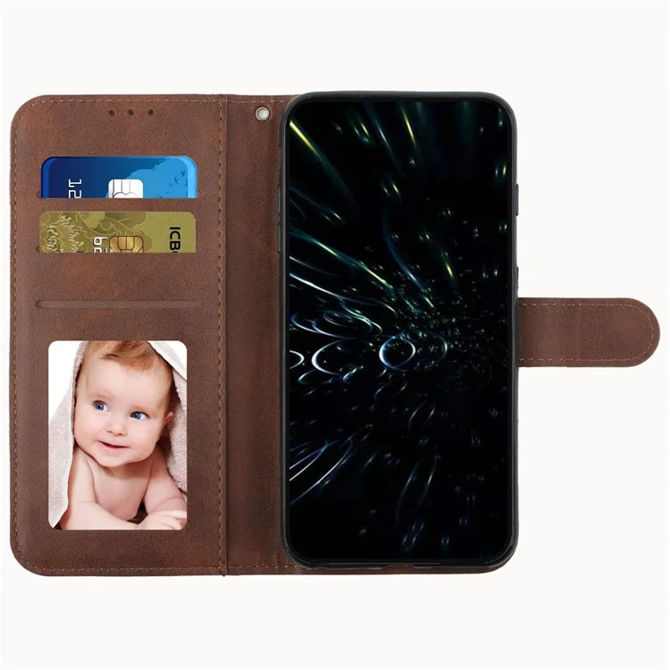 Für Motorola Moto G Power (2024) Lederhülle mit Kalbslederstruktur - Braun