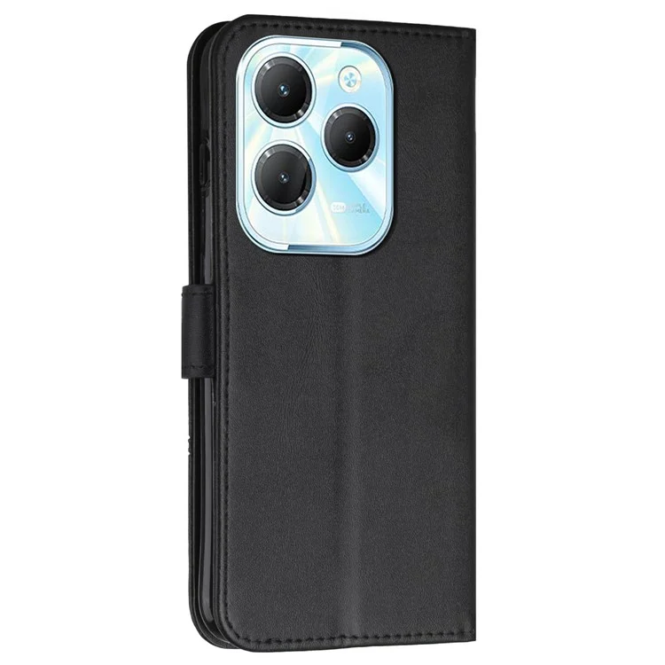 For Infinix Hot 40 / Hot 40 Pro Phone Case Wallet Stand Cover Calf Texture - Black