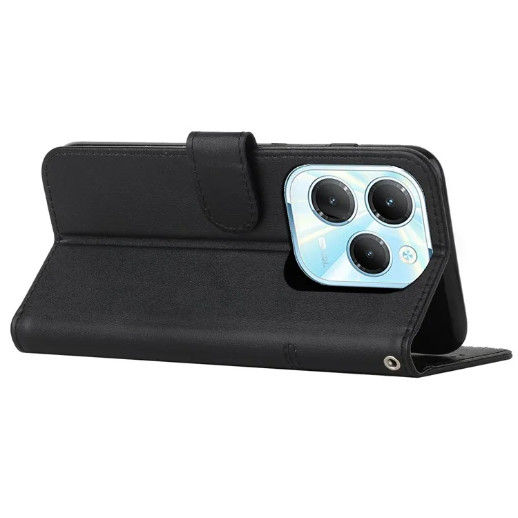 For Infinix Hot 40 / Hot 40 Pro Phone Case Wallet Stand Cover Calf Texture - Black