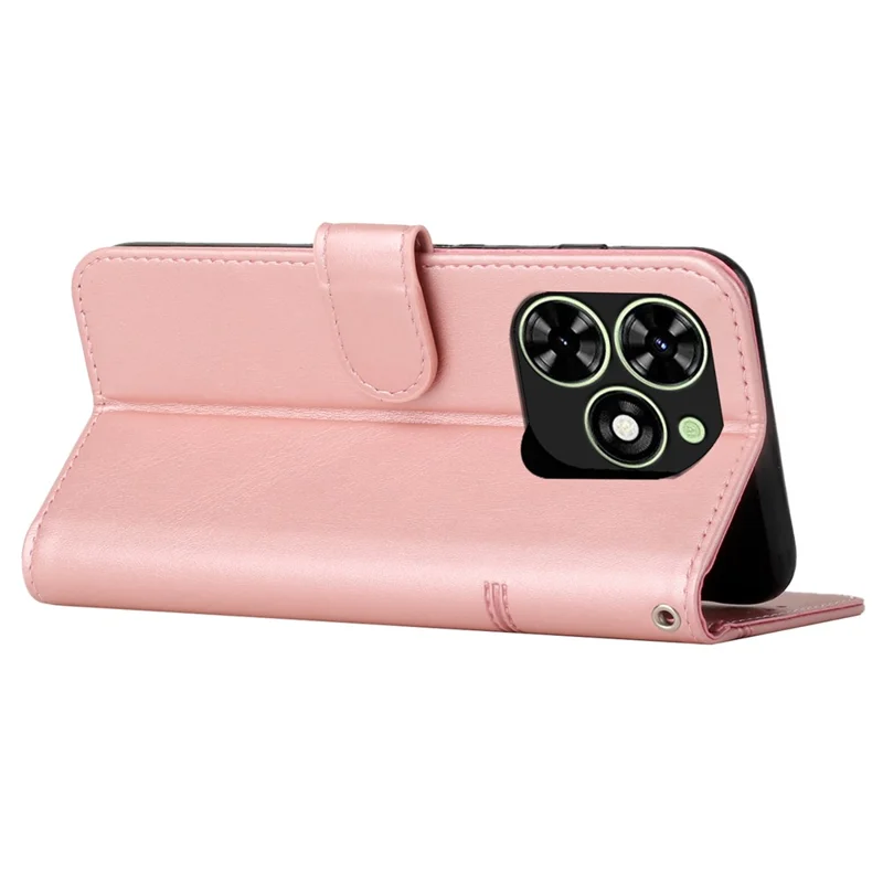 For TECNO Spark Go 2024 4G / Spark 20C / Pop 8 Leather Case Calf Texture Wallet Phone Cover - Rose Gold