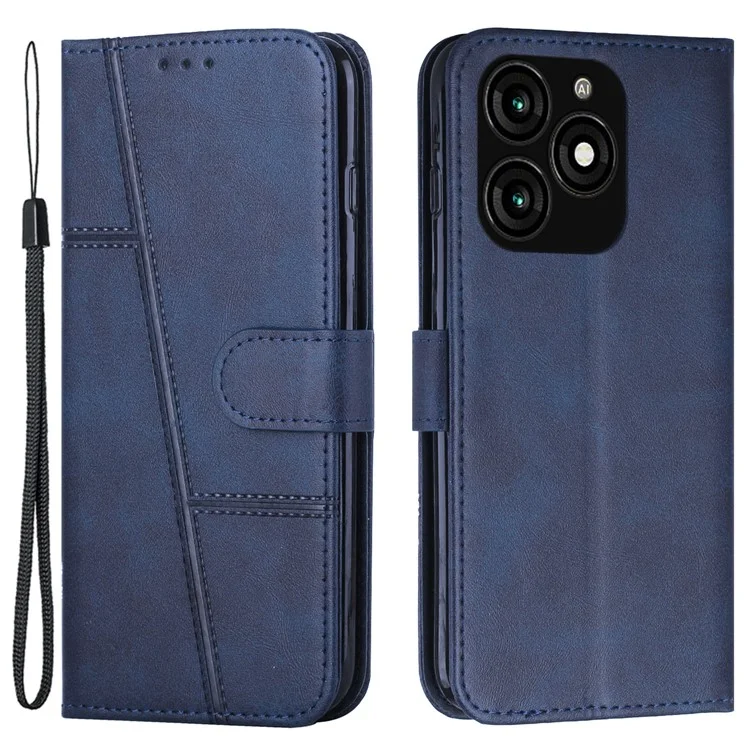 For Transsion Tecno Spark 20 Flip PU Leather Phone Cover Cell Phone Case Wallet with Stand - Sapphire