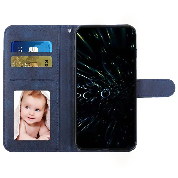 For Transsion Tecno Spark 20 Flip PU Leather Phone Cover Cell Phone Case Wallet with Stand - Sapphire