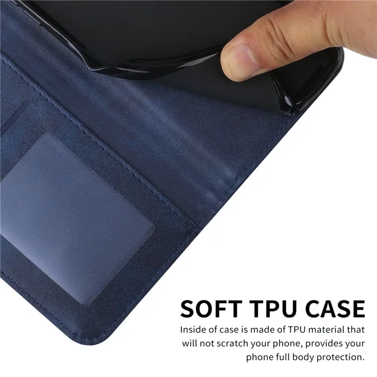 For Transsion Tecno Spark 20 Flip PU Leather Phone Cover Cell Phone Case Wallet with Stand - Sapphire