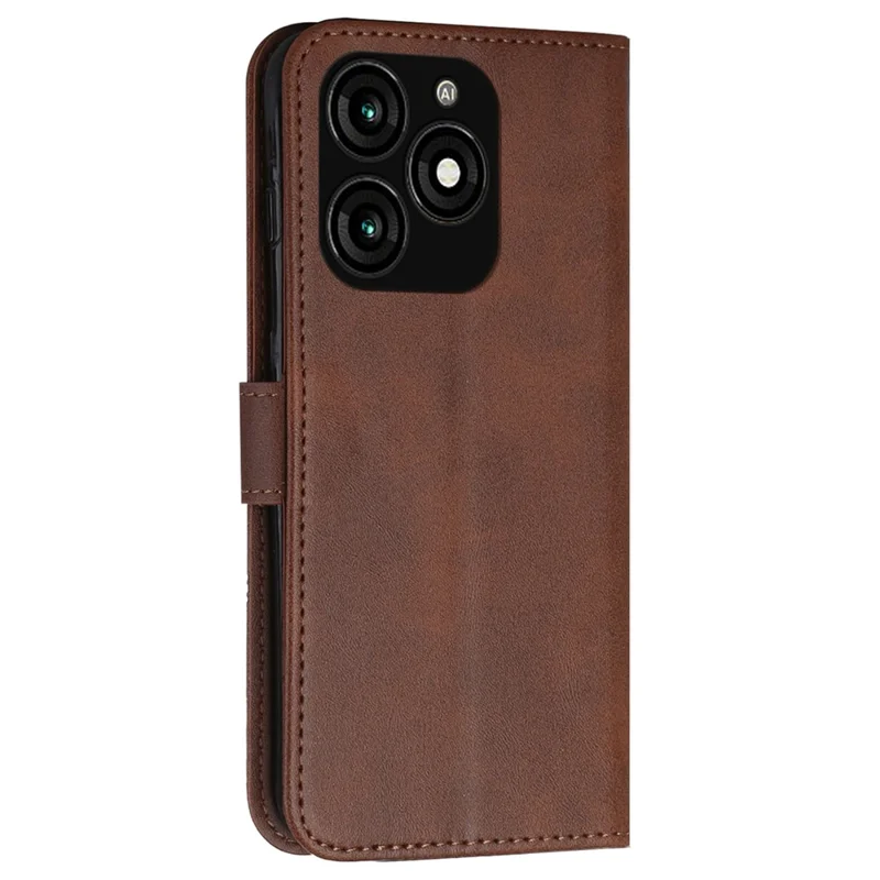 For TECNO Spark 20 Flip PU Leather Phone Cover Cell Phone Case Wallet with Stand - Brown