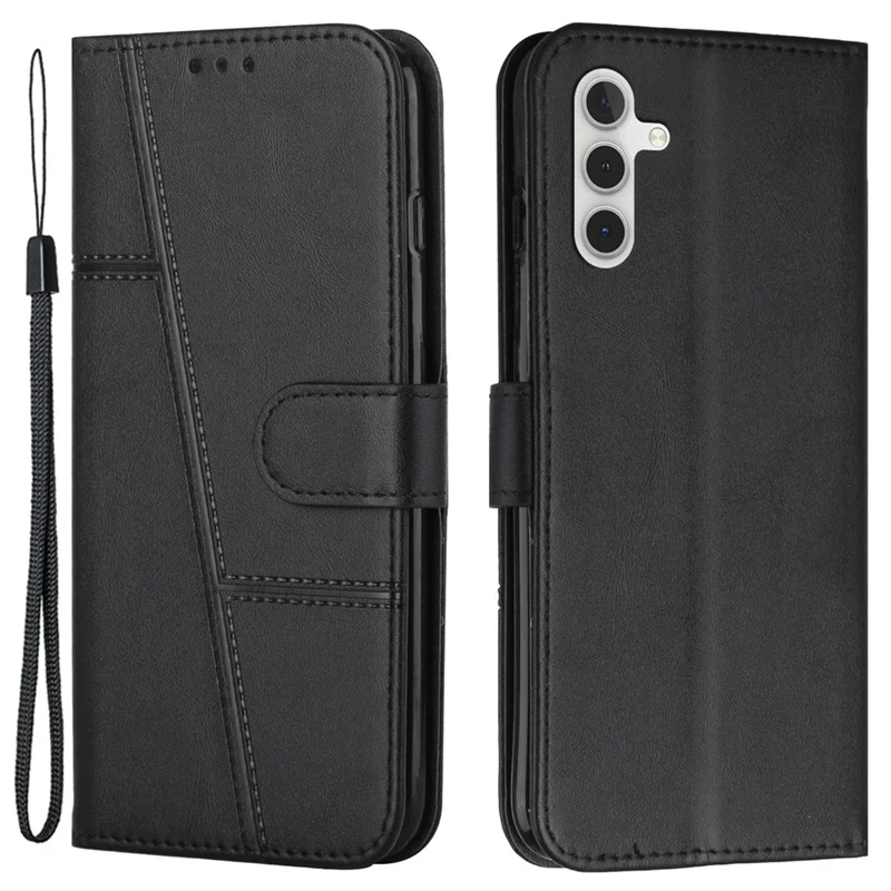 Funda de cuero sintético para teléfono móvil Samsung Galaxy A55 5G con soporte - Negro