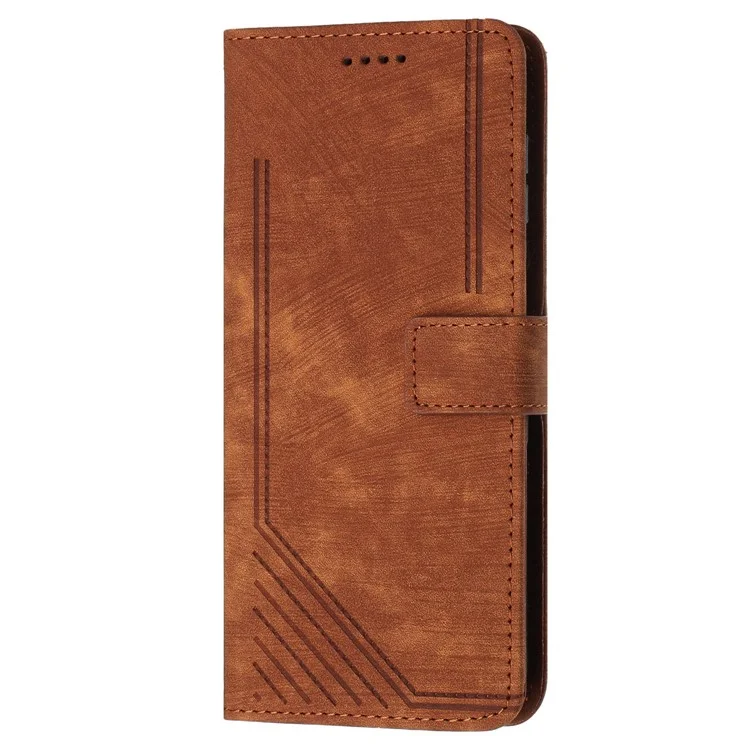 For Motorola Moto G Play (2024) 4G PU Leather Stand Cover Line Wallet Phone Case Skin Touch Feeling - Brown
