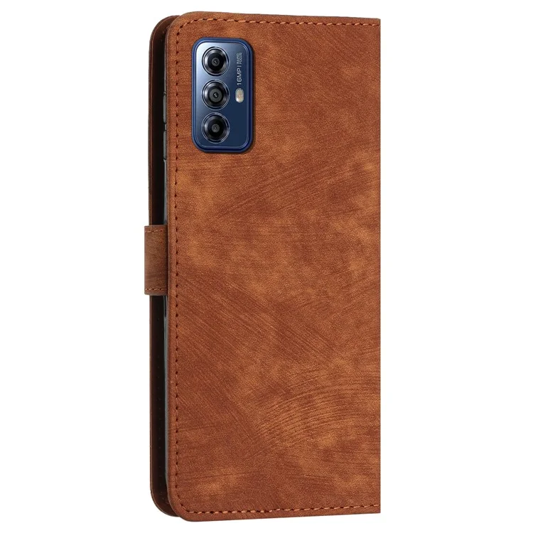 For Motorola Moto G Play (2024) 4G PU Leather Stand Cover Line Wallet Phone Case Skin Touch Feeling - Brown